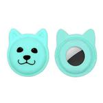 Serious Face Cute Cartoon Pet Collar Anti-lost Tracker Silicone Case For AirTag(Mint Green)