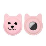 Serious Face Cute Cartoon Pet Collar Anti-lost Tracker Silicone Case For AirTag(Pink)