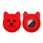 Serious Face Cute Cartoon Pet Collar Anti-lost Tracker Silicone Case For AirTag(Red)