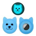 Serious Face Cute Cartoon Pet Collar Anti-lost Tracker Silicone Case For AirTag(Fluorescent Blue)