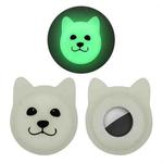 Serious Face Cute Cartoon Pet Collar Anti-lost Tracker Silicone Case For AirTag(Fluorescent Green)