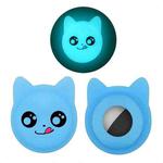Naughty Smiley Cute Cartoon Pet Collar Anti-lost Tracker Silicone Case For AirTag(Fluorescent Blue)