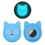 Hanhan Smiley Cute Cartoon Pet Collar Anti-lost Tracker Silicone Case For AirTag(Fluorescent Blue)
