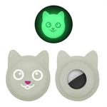 Hanhan Smiley Cute Cartoon Pet Collar Anti-lost Tracker Silicone Case For AirTag(Fluorescent Green)