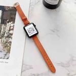 Litchi Texture Slimming Strap Watch Band For Apple Watch Series 8&7 41mm / SE 2&6&SE&5&4 40mm / 3&2&1 38mm(Orange)