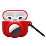 2 in 1 Shockproof Full Coverage Silicone Protective Case For AirPods 3 / AirTag(Red)