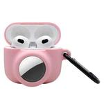 2 in 1 Shockproof Full Coverage Silicone Protective Case For AirPods 3 / AirTag(Pink)