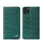 For iPhone 11 Crocodile Texture PC + TPU Horizontal Flip Leather Case with Holder & Card Slots & Wallet(Green)
