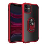 For iPhone 11 Pro Max Shockproof Transparent TPU + Acrylic Protective Case with Ring Holder(Red)