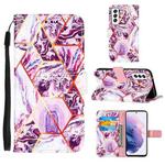 For Samsung Galaxy S22+ 5G Marble Stitching Horizontal Flip Leather Phone Case with Holder & Card Slots & Wallet & Lanyard(Purple)