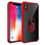 For iPhone X / XS Shockproof Transparent TPU + Acrylic Protective Case with Ring Holder(Red)