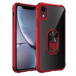 For iPhone XR Shockproof Transparent TPU + Acrylic Protective Case with Ring Holder(Red)