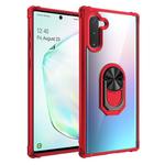 For Galaxy Note 10+ Shockproof Transparent TPU + Acrylic Protective Case with Ring Holder(Red)