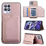 For OPPO Realme 8i Skin Feel PU + TPU + PC Back Cover Shockproof Phone Case with Card Slots & Holder & Photo Frame(Rose Gold)