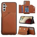 For Samsung Galaxy A13 5G Skin Feel PU + TPU + PC Back Cover Shockproof Phone Case with Card Slots & Holder & Photo Frame(Brown)