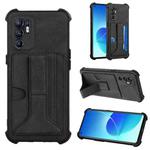 For OPPO Reno6 4G Dream PU + TPU Four-corner Shockproof Phone Back Cover Case with Card Slots & Holder(Black)