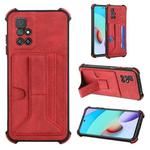For Xiaomi Redmi 10 / 10 Prime Dream PU + TPU Four-corner Shockproof Phone Back Cover Case with Card Slots & Holder(Red)