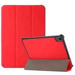 For iPad mini 6 3-folding Skin Texture Horizontal Flip TPU + PU Tablet Leather Case with Holder(Red)