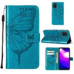 For Xiaomi Mi 10 5G / 10 Pro 5G Embossed Butterfly Leather Phone Case with Holder & Card Slot & Wallet & Lanyard(Blue)