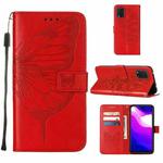 For Xiaomi Mi 10 5G / 10 Pro 5G Embossed Butterfly Leather Phone Case with Holder & Card Slot & Wallet & Lanyard(Red)