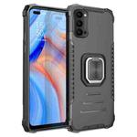 For OPPO Reno4 5G / 4G Fierce Warrior Series Armor Aluminum Alloy + TPU Phone Case with Ring Holder(Black)