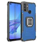 For OPPO A53 2020 / A32 Fierce Warrior Series Armor Aluminum Alloy + TPU Phone Case with Ring Holder(Blue)