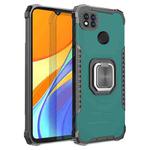 For Xiaomi Redmi 9C / Redmi 9 Indian Version Fierce Warrior Series Armor Aluminum Alloy + TPU Phone Case with Ring Holder(Green)