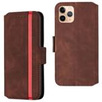 For iPhone 11 Pro Retro Frosted Oil Side Horizontal Flip Case with Holder & Card Slots(Wine Red)