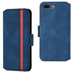 For iPhone 8 Plus & 7 Plus Retro Frosted Oil Side Horizontal Flip Case with Holder & Card Slots(Blue)