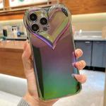 For iPhone 13 Pro Love-heart Colorful TPU Phone Protective Case (Electroplating Purple Green)