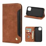 For iPhone 12 Pro Skin Feel Splicing Leather Phone Case(Brown)