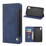 For iPhone XS Max Skin Feel Splicing Leather Phone Case(Blue)