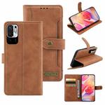 For Xiaomi Redmi Note 10 4G / Note 10S Copper Buckle Horizontal Flip Leather Phone Case(Brown)