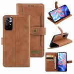 For Xiaomi Redmi Note 11 4G / Note 11S 4G International Version Copper Buckle Horizontal Flip Leather Phone Case(Brown)
