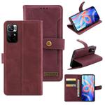 For Xiaomi Redmi Note 11 4G / Note 11S 4G International Version Copper Buckle Horizontal Flip Leather Phone Case(Maroon)