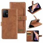 For Xiaomi Mi 11T Copper Buckle Horizontal Flip Leather Phone Case(Brown)