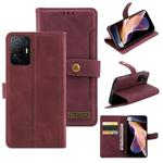 For Xiaomi Mi 11T Copper Buckle Horizontal Flip Leather Phone Case(Maroon)