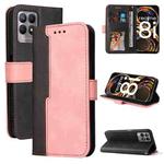 For OPPO Realme 8i Business Stitching-Color Horizontal Flip PU Leather Phone Case(Pink)