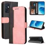 For OPPO Reno6 4G Business Stitching-Color Horizontal Flip PU Leather Phone Case(Pink)