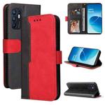 For OPPO Reno6 4G Business Stitching-Color Horizontal Flip PU Leather Phone Case(Red)