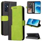 For OPPO Reno6 4G Business Stitching-Color Horizontal Flip PU Leather Phone Case(Green)