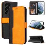 For Samsung Galaxy S22 UItra 5G Business Stitching-Color Horizontal Flip PU Leather Phone Case(Orange)