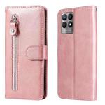 For OPPO Realme 8i Calf Texture Zipper Horizontal Flip Leather Phone Case(Rose Gold)