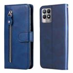 For OPPO Realme 8i Calf Texture Zipper Horizontal Flip Leather Phone Case(Blue)