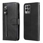 For OPPO Realme 8i Calf Texture Zipper Horizontal Flip Leather Phone Case(Black)