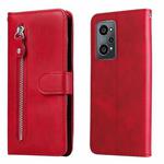 For OPPO Realme GT Neo2 Calf Texture Zipper Horizontal Flip Leather Phone Case(Red)