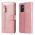 For OPPO Reno6 4G Calf Texture Zipper Horizontal Flip Leather Phone Case(Rose Gold)