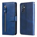 For OPPO Reno6 4G Calf Texture Zipper Horizontal Flip Leather Phone Case(Blue)