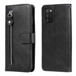 For Samsung Galaxy A03S 164mm Calf Texture Zipper Horizontal Flip Leather Phone Case(Black)