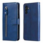 For Samsung Galaxy A13 5G Calf Texture Zipper Horizontal Flip Leather Phone Case(Blue)